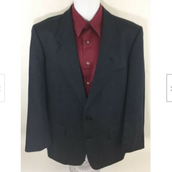 Albert Nipon Men's Dark Blue 2 Button Wool Long Sleeve Suit Blazer Jacket S40 - Picture 1 of 11